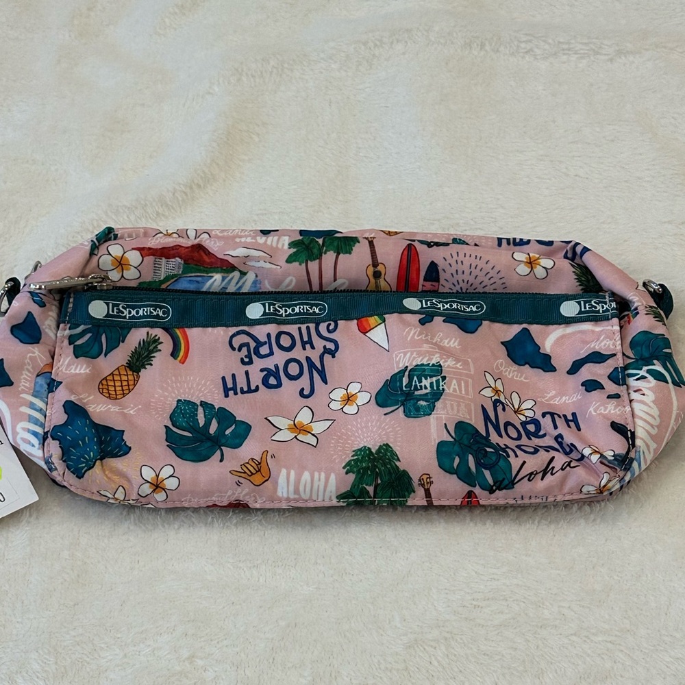 LeSportsac Pink and Blue Tropical Pouch North Shore Hawaii exclusive.